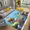 Underwater World Sea Dolphin Turtle Coral Rug for Bedroom Living Room Sofa Home Doormat Decor,Kids Non-slip Floor Mat  Rugs