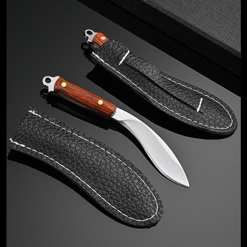 Mini High Hardness Stainless Steel Small Knife Outdoor Camping Portable Fruit Unboxing Knife Convenient Dog Leg Bending Knife