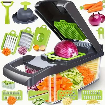 16-In-1 Manual Vegetable Chopper Set With 8 Blades, Container, Peeler & Filter, Onion Garlic Slicer Dicer, Kitchen Gadget Gift