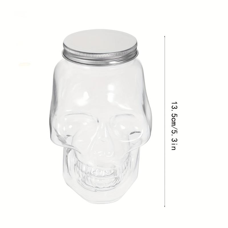 6 Pack Halloween Transparent Skull Plastic Jars with Lids for Candle Making, Candle Making Molds