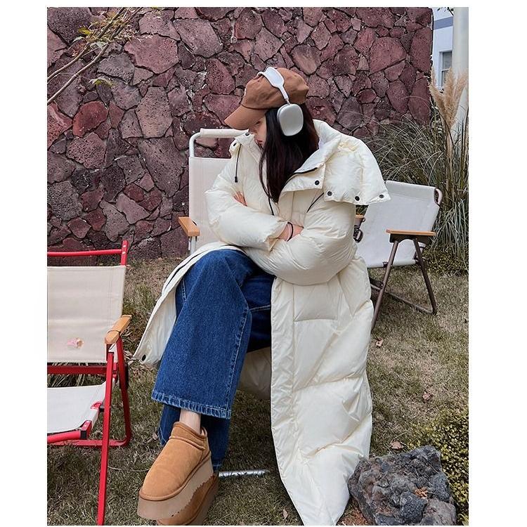 Oversize Cotton Jacket for Women, Long Overknee Length Bread Coat with Thickening