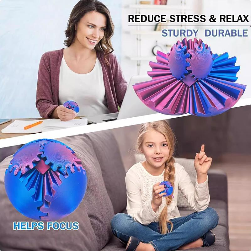 New 3D Printed Gear Ball Spin Ball Or Cube Fidget Toy,Gear Ball Fidget Toy,Gear Toy For Stress And Anxiety Relaxing,Gear Sphere
