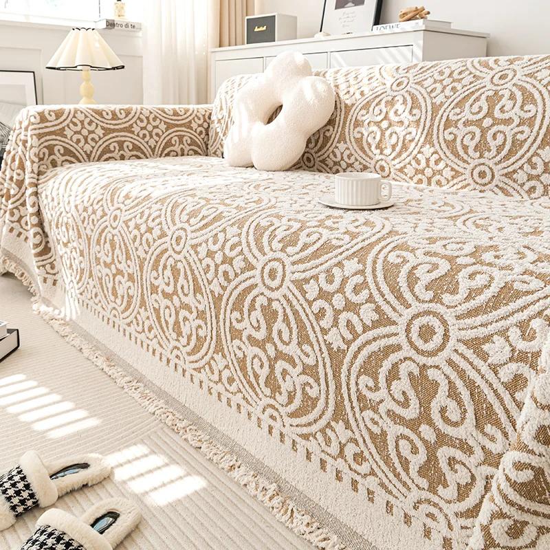 Nordic Tassel Throw Blanket Geometry Cotton Sofa Cover Towel Anti-cat Scratch Protection Covers Sofa Blanket Carpet Four Seasons