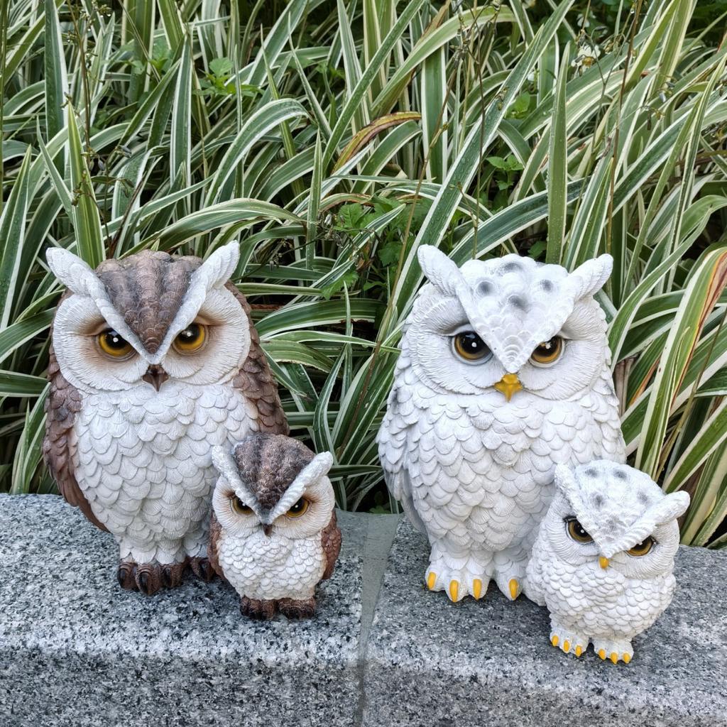 Kunstmatige decoratieve ornamenten voor buitenkorridors, patio's, tuinen en binnenplaatsen, creatieve en schattige uil-moeder-en-kind decoraties