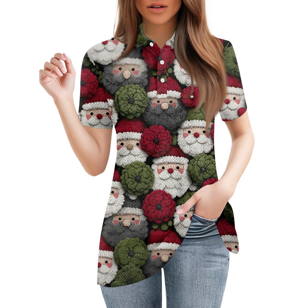 Damemote Uformelt jakkeslag kortermet skjorte med knapper for kvinner