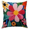 Colorful Pop Floral Pattern Home Decor Pillowcase Living Room Sofa Polyester Cushion Cover with Zipper