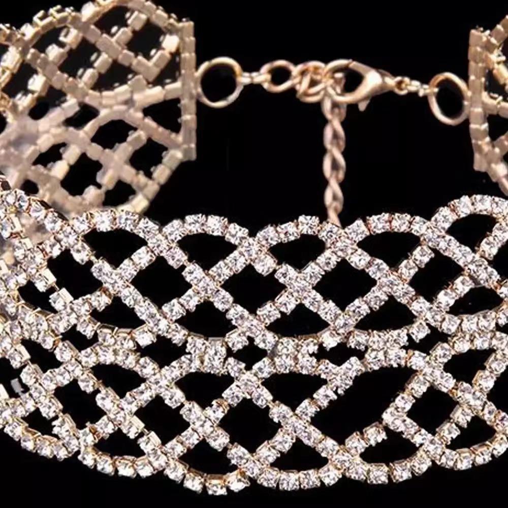 European And American Popular Jewelry, Hollow Full Diamond Multi-Layer Neck Chain, Fashionable Versatile Shiny Rhinestone Collarbone Chain Necklace