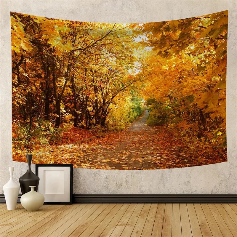 Forest Pathway in the Misty Mountain Tapestry Wall Hanging Art Nature Landscape Tapestries Home Decor for Living Room Bedroom