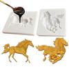 2 Pieces Running Pony Mold Silicone Horse Baking Mold DIY Fondant Molds Handmade Square Cake Chocolate Mold Decoration