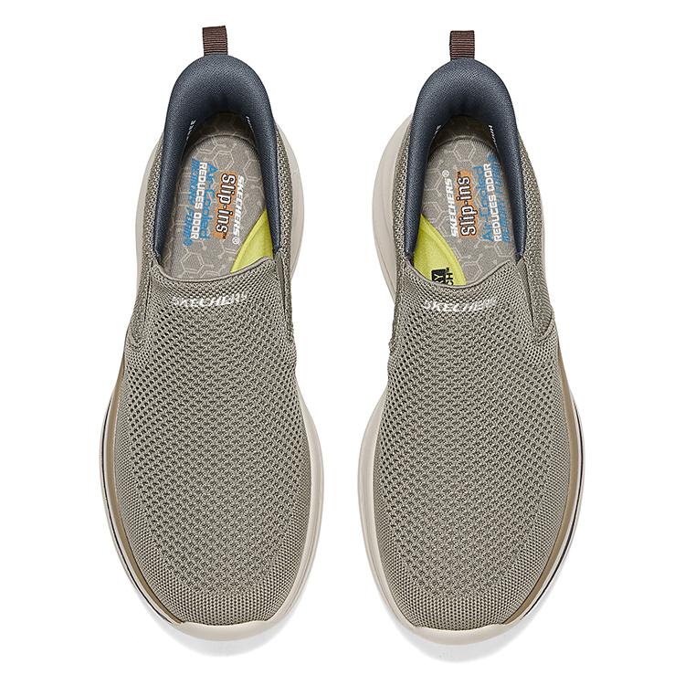 Skechers Slip-Ins Comfortable Walking Shoes Easy On And Off Lightweight Breathable Low Top Casual Shoes Men sneakers Gray Brown 211085-TPE