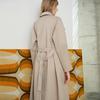 Elle French Style Double-Breasted Mid-Length Tie Shoulder Trench Coat Women coats Khaki-Green L7ADD047