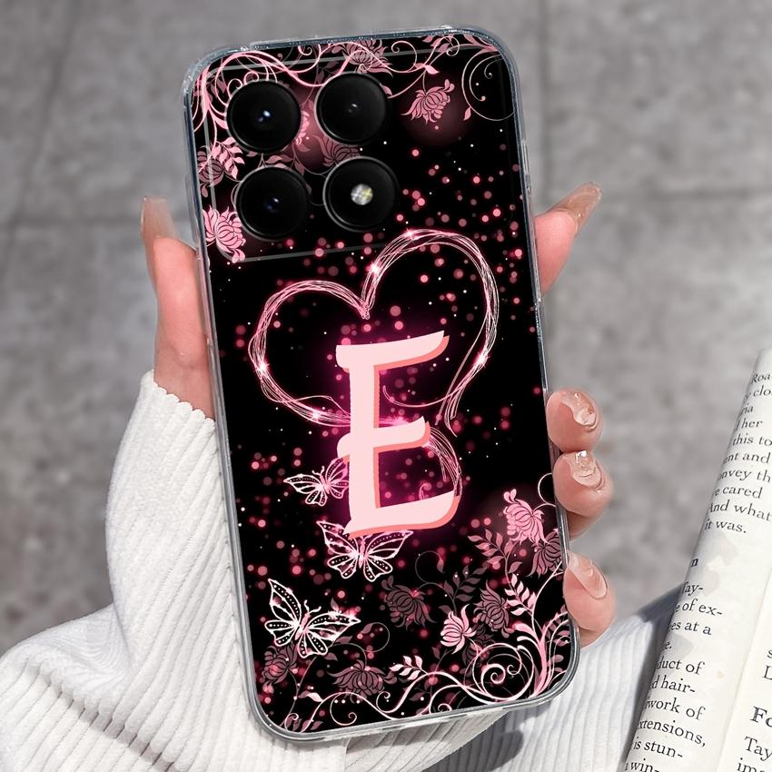 Casing For Redmi K70 K80 K60 K50 K40 K30 K20 Pro K70e K60e K90 Pro Max Phone Case Premium Letters Pattern Transparent TPU Back Cover For Redmi Housing