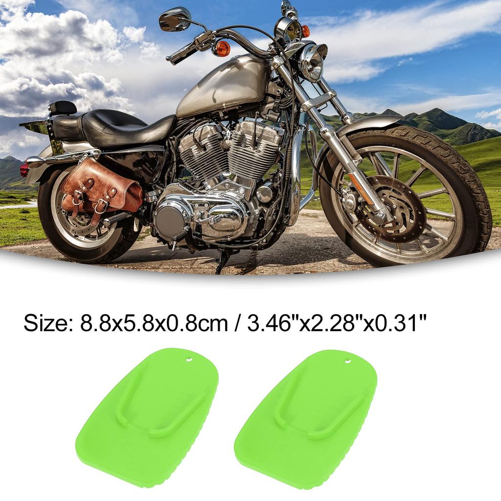 ACROPIX Motorcycle Kickstand Pad Support Plate Pad Parking Stand Side Stand Extension Pad Green 2pcs