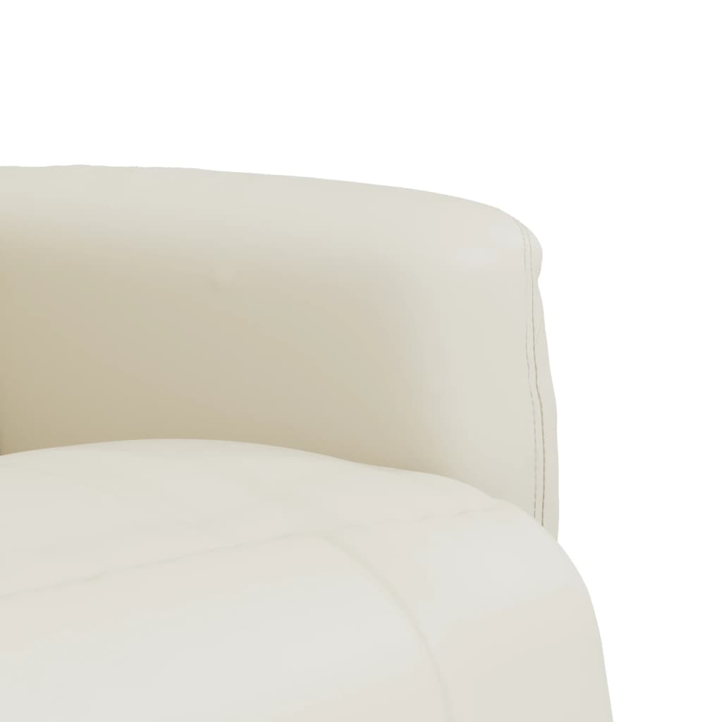 Recliner with Footrest Cream Synthetic Leather