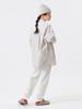 [BEAMS BOY] Long-Sleeve Dobby Stripe Big BD Shirt for Women, Grey, Free Size