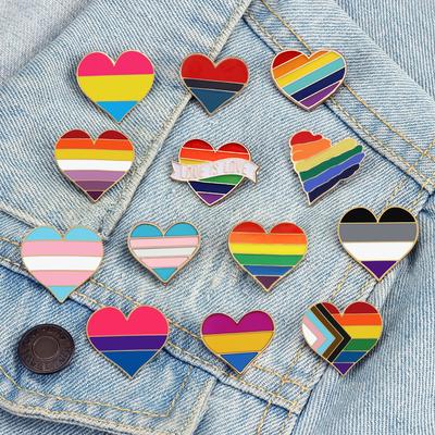 LGBT Pride Lesbian Gay Rainbow Heart Brooch Colorful Icon Enamel Pin Backpack Clothes Lapel Pins Lover Badge Friend Jewelry Gift