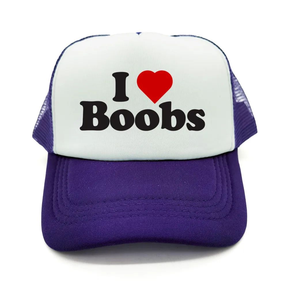 

Funny I Love Heart Boobs Baseball Caps Summer Unisex Mesh Net Hat Joke Gifts Trucker Cap Outdoor Mesh Net Caps Fashion Adjustable
