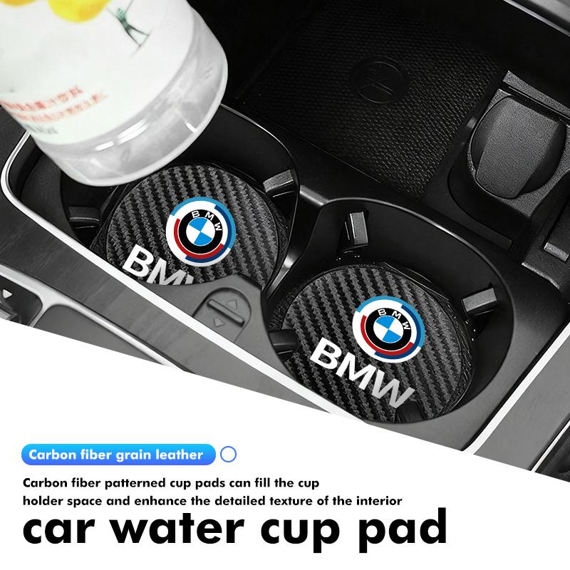 2pcs Car Water Cup Mats Carbon Fiber Coaster Non-Slip Pad For BMW 1 3 4 5 6 7 Series M X1 X3 Performance Alpina G20 F20