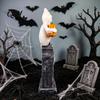 Pumpkin Crow Decor Halloween Tombstone Figurine, Resin Ghost on Dark Style Holiday Figurines Statue for Desktop Haunted House Party Collectible Horror
