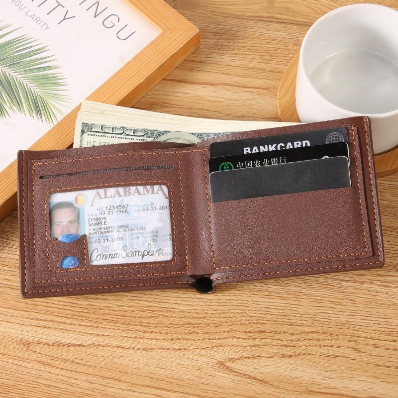 Men's Wallet Short Casual Fashion Simple Thin Leather Clip Blue Large Capacity Men's Wallet Card Bag Change Bag