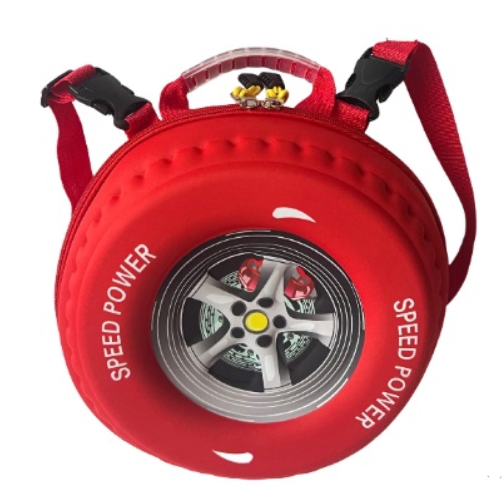 

King s Arm Tire-Shaped Backpack for Kids, Baby Backpack, Kids Bag, Car Design Bag, Car Bag, Boys Lightweight Toddler Bag (Red)