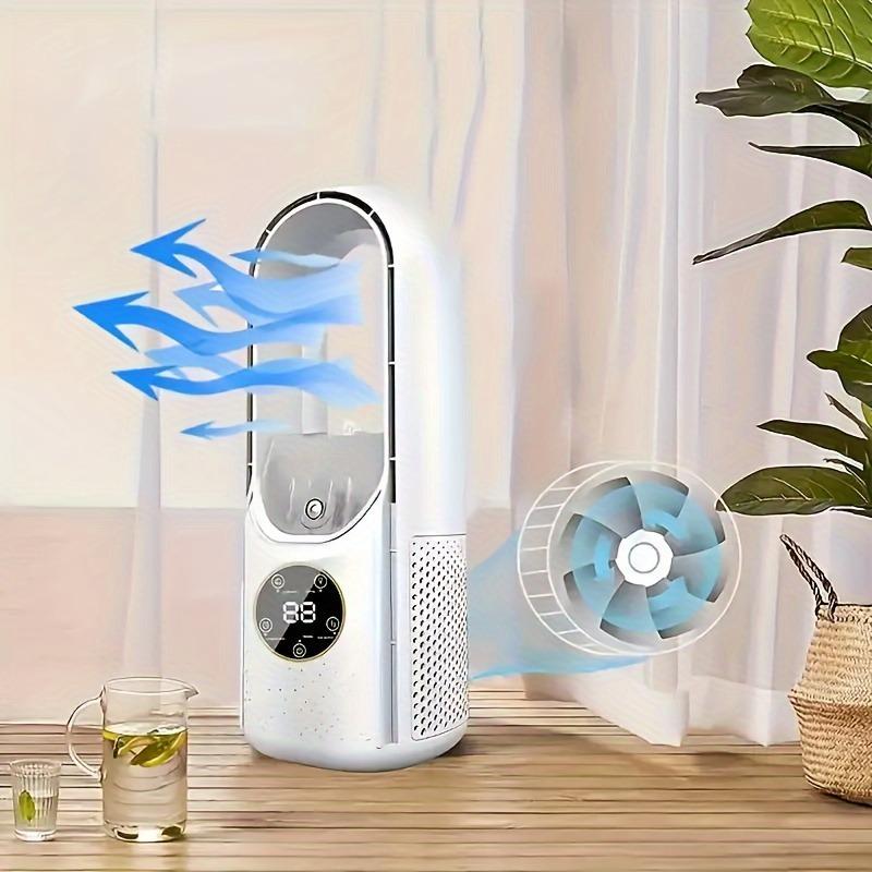 2025 New Bladeless Fan Leafless Spray Fan Usb Mute Desktop Bedroom Night Light Humidifying Electric Fan Portable Camping Fan New