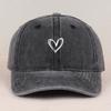 Heart Printing Baseball Cap Washed Cotton Adjustable Dad Hat Retro Streetwear Casual Unisex Headwear