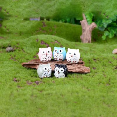 Mini-Eulen aus Kunstharz, Miniatur-Feengarten-Landschaftszubehör für Puppenhaus-Dekoration, Pflanzenhaus-Dekor