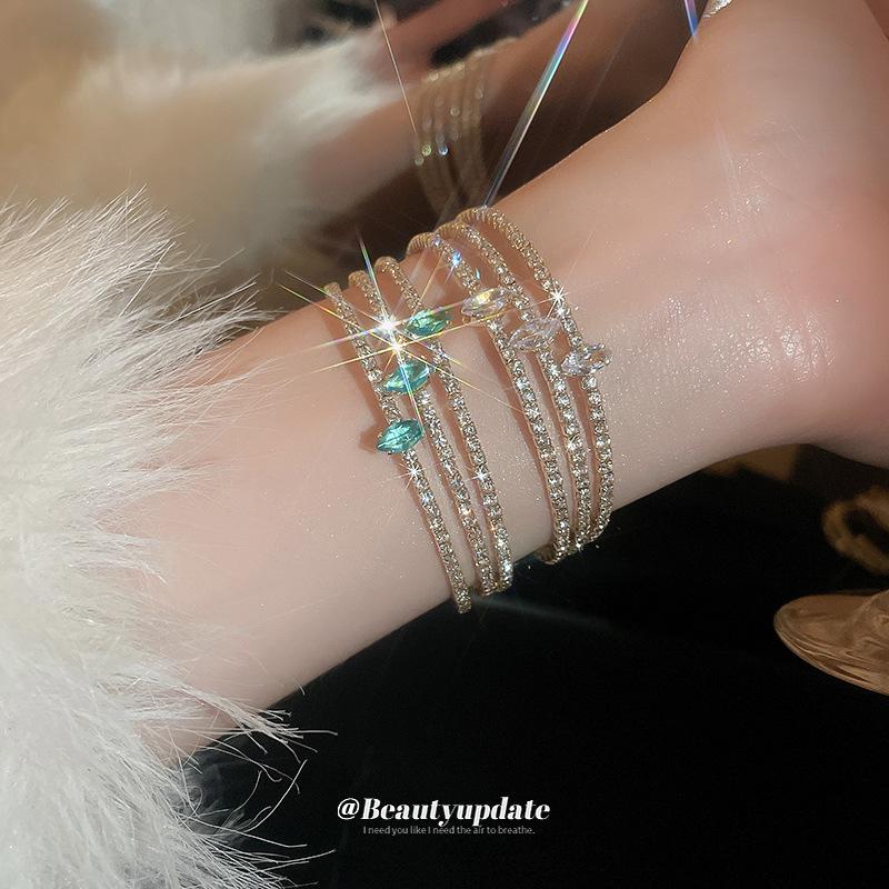 Elegant Geometric Zircon Bracelet: Multi-layered, Chic, and High-end