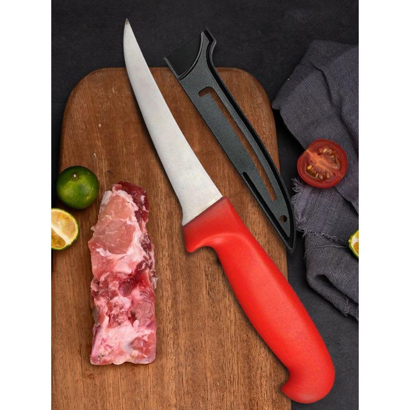 Red Boning Knife Professional Meat Dividing Boning Butcher Meat Slicing Knife Sharp Stainless Steel Compact and Easy To Use Peeling Knife