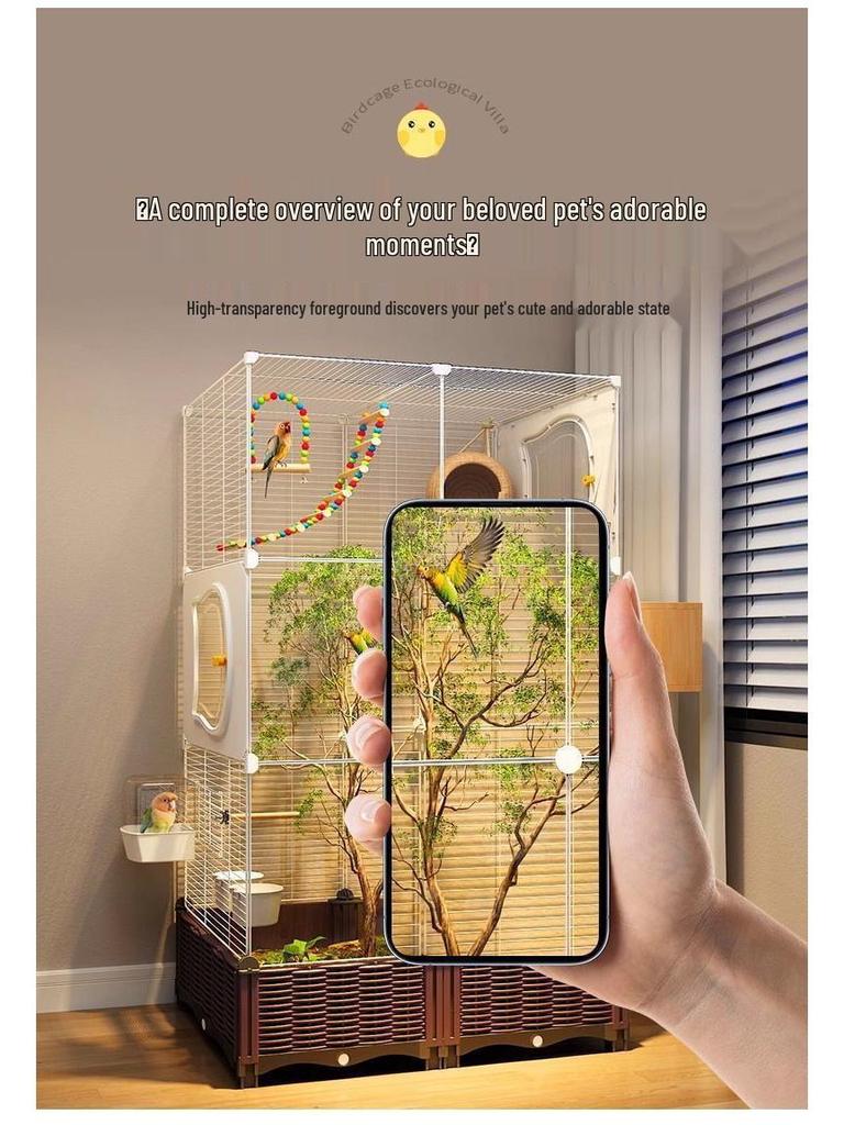 Luxury Splash-Proof Bird Villa: Eco-Friendly, Spacious Home for Parrots, Cockatiels, Budgies, and Peonies