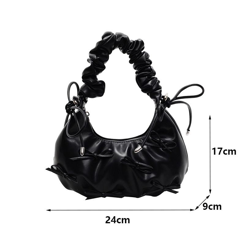 Cute Bow Tie Design Underarm Bags for Women Y2K Korean Fashion Handbags and Purses Pu Leather Shoulder Bag Designer Bag CLE