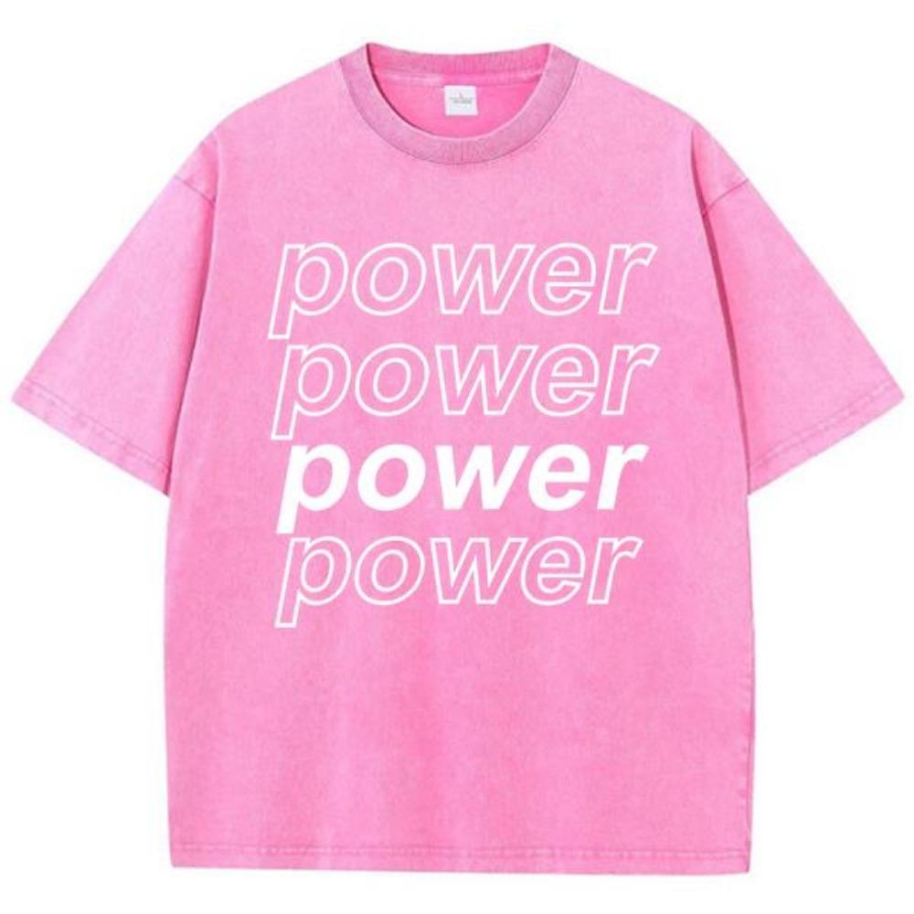 Power Art Font Design Print T Shirts Men Cotton Leisure T-Shirt Design Oversized T-Shirts Loose Fitting Short Sleeved