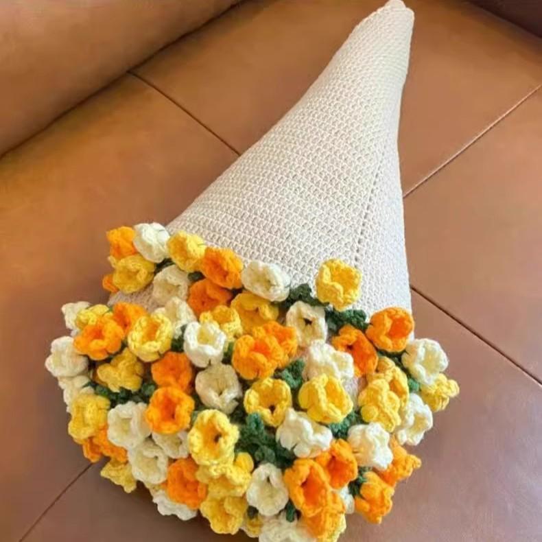 

DIY Hand-Knitted Rose Bouquet Blanket Kit - Complete with Yarn and Tools for a Beautiful Flower-Themed Gift.