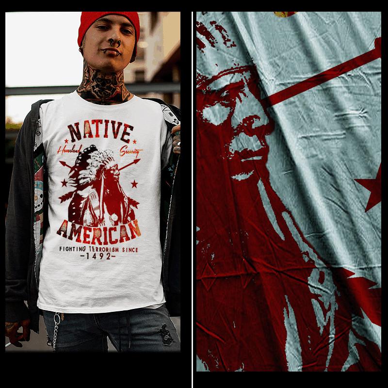 Native American T-shirt American Indian Chief Indigenous Warrior Headdress Pride