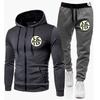 Mens Hooded Zip-Up Sweatshirt Set Casual Sportswear Long Sleeve Tracksuit Running Gym Outdoor