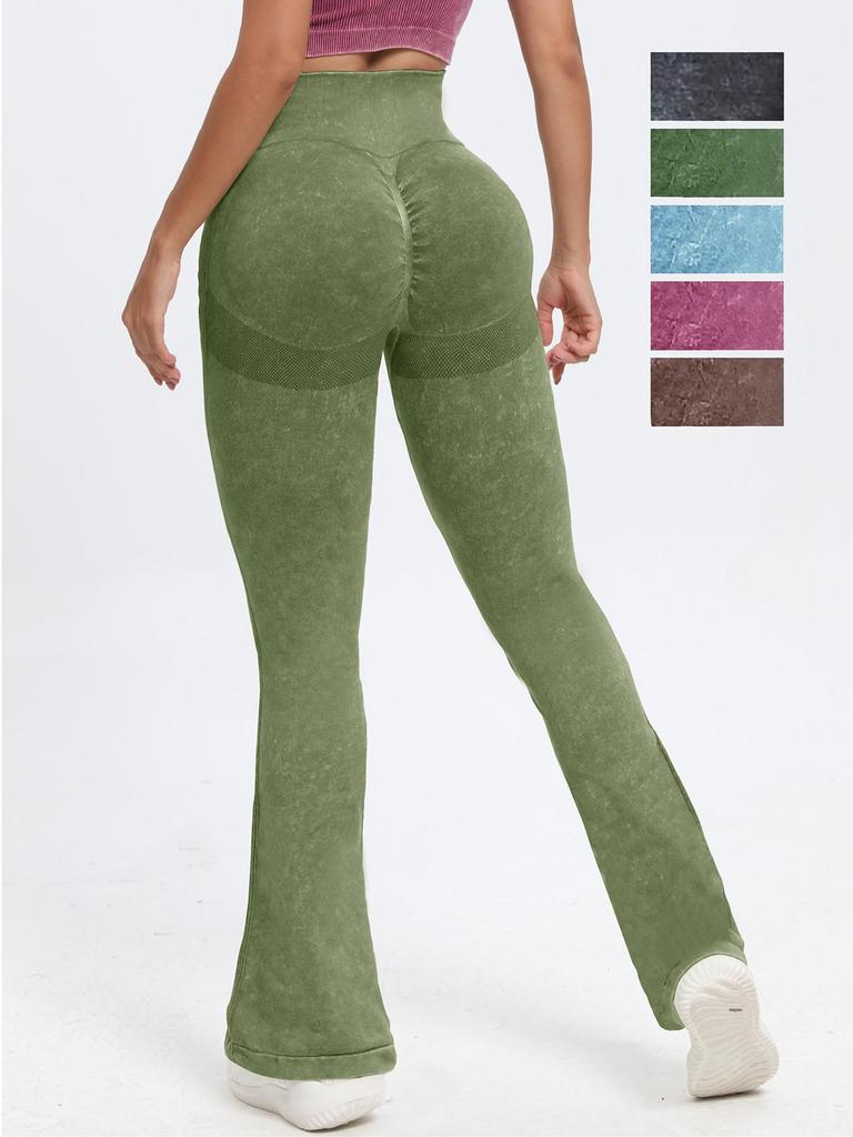 Pantaloni da Yoga a Vita Alta a Gamba Larga Sollevamento Glutei - Stile Europeo e Americano