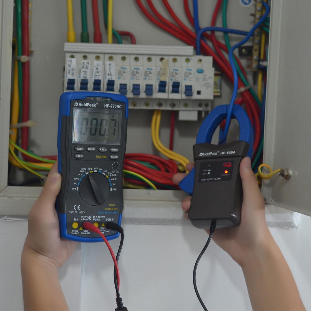 HoldPeak HP-770HC True RMS Multimeter 6000 Counts Auto Range NCV 600A AC DC Current Tester with HP-605A