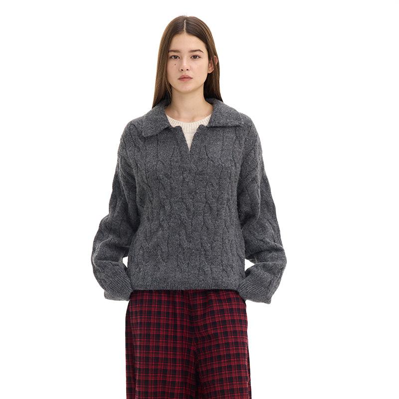 Loose cashmere comfortable soft waxy fake two-piece knitted sweater casual men's and women's autumn and winter