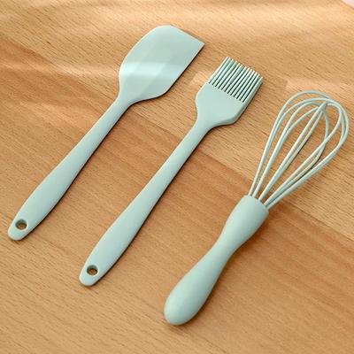 3Pcs Baking Set Food Grade Silicone Heat Resistant Cream Scraper Egg Beater Grease Brush Kitchen Cake Baking Tools