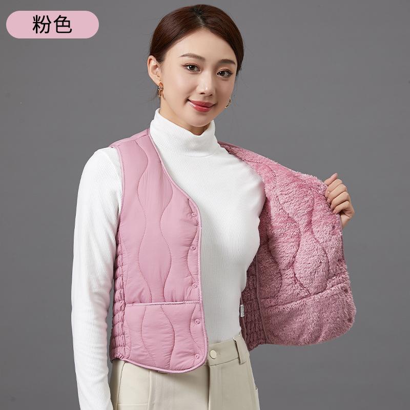 Women V Neck Sleeveless Fitted Padded Vest Winter Warm Elegant Casual
