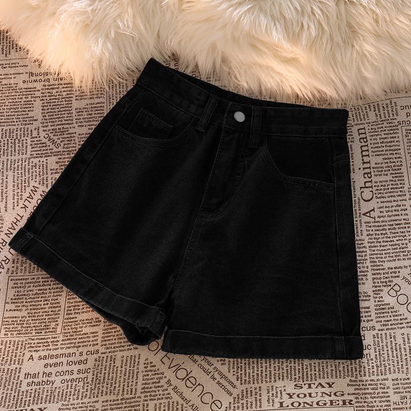 Casual Denim Shorts with Curly Edge Women's New Summer Thin High-waisted Denim