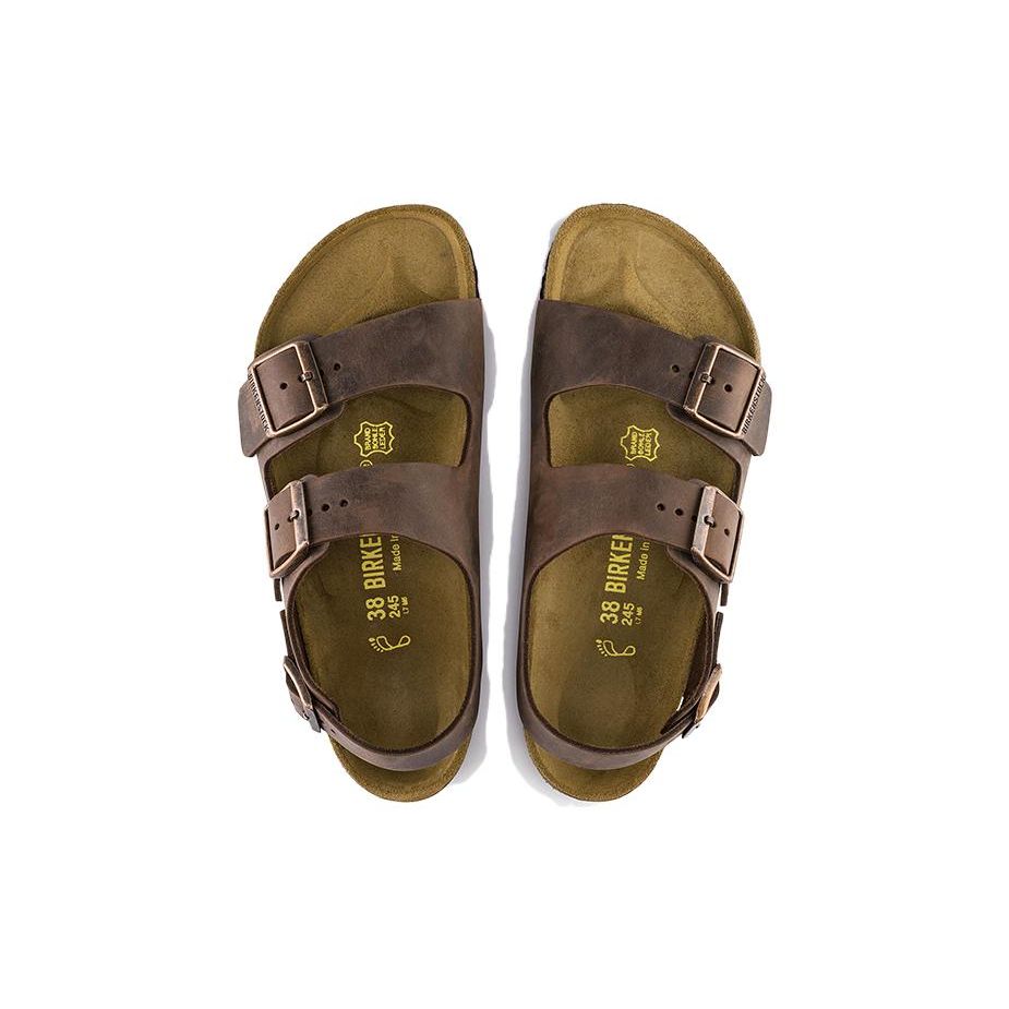 Birkenstock Leather Soft Comfortable Thick Sole Versatile Buckle Breathable Shoes Beach Sandals Unisex Sandals Brown 0034871