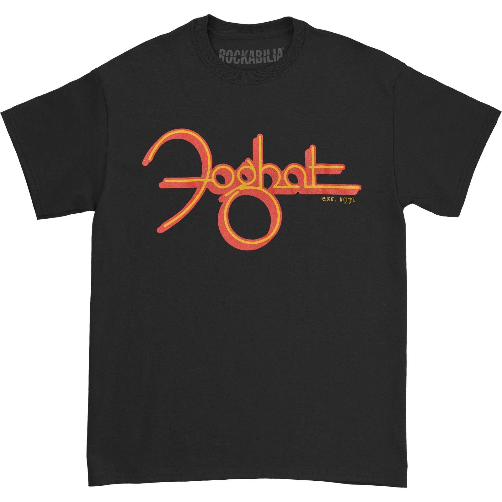 Men s Foghat Yellow and Red Logo T-shirt Medium Black XL