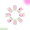 Balení 24 ks francouzských růžových falešných nehtů s květinovým třpytivým designem, Comfort Fit, snadno použitelné, Press stick Nail 1Set