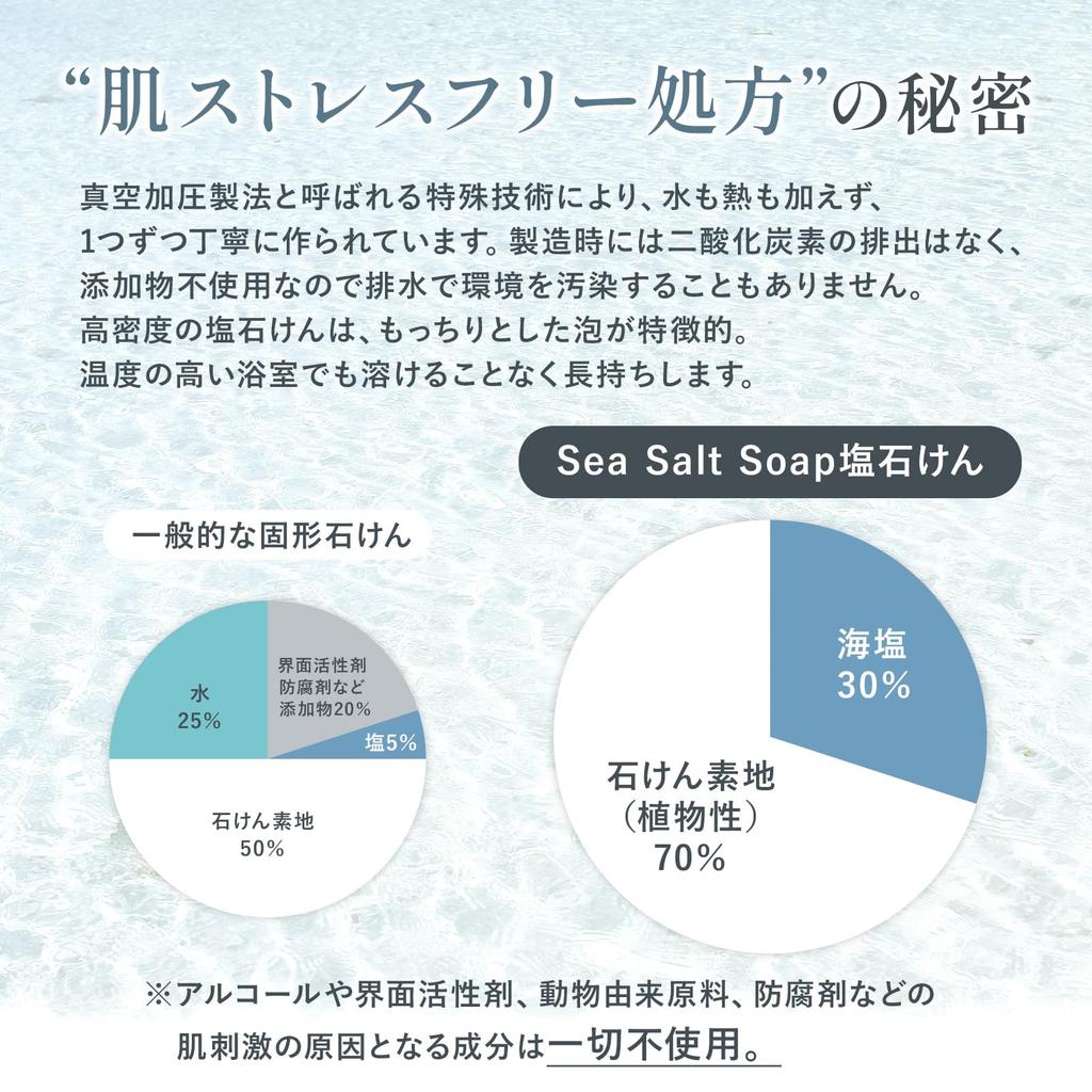 Olio Sea Salt Soap Salt Soap with Lavender Foaming Net Suitable for Sensitive and Dry Soft and Rich Made In Japan -LAVENDER- Additive-Free Scent, 80g,