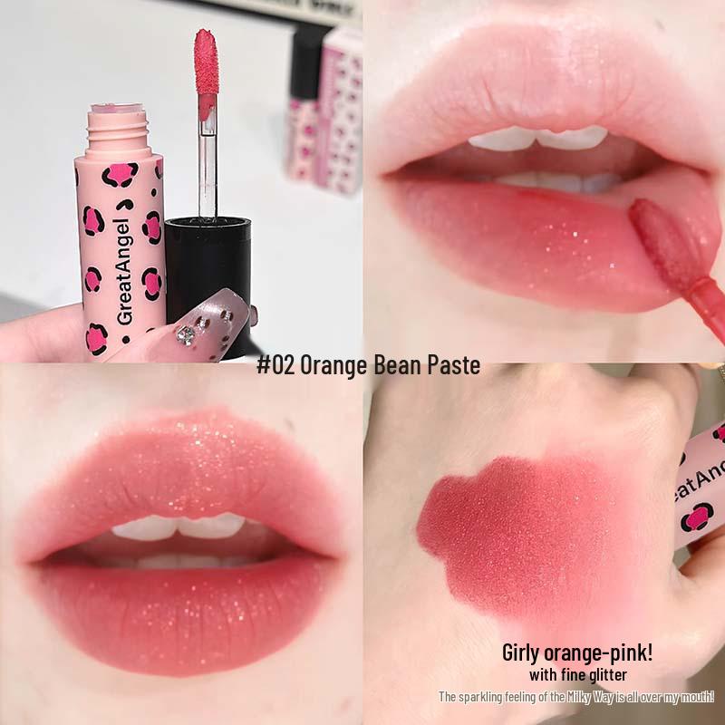 GreatAngel Velvet Matte Leopard Lip Mud - Silky Smooth, High Pigment, Soft Mist Finish, Non-Drying.