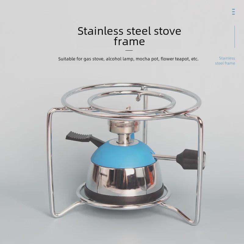 Metal Coffee Pot Stove Rack with Alcohol Lamp – Round Moka Rack for Teapot or Flower Holder