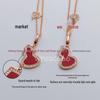 V Gold 18K Rose Gold Double Gourd Necklace with Natural Carnelian, White Mother-of-Pearl, and Diamond Inlay.