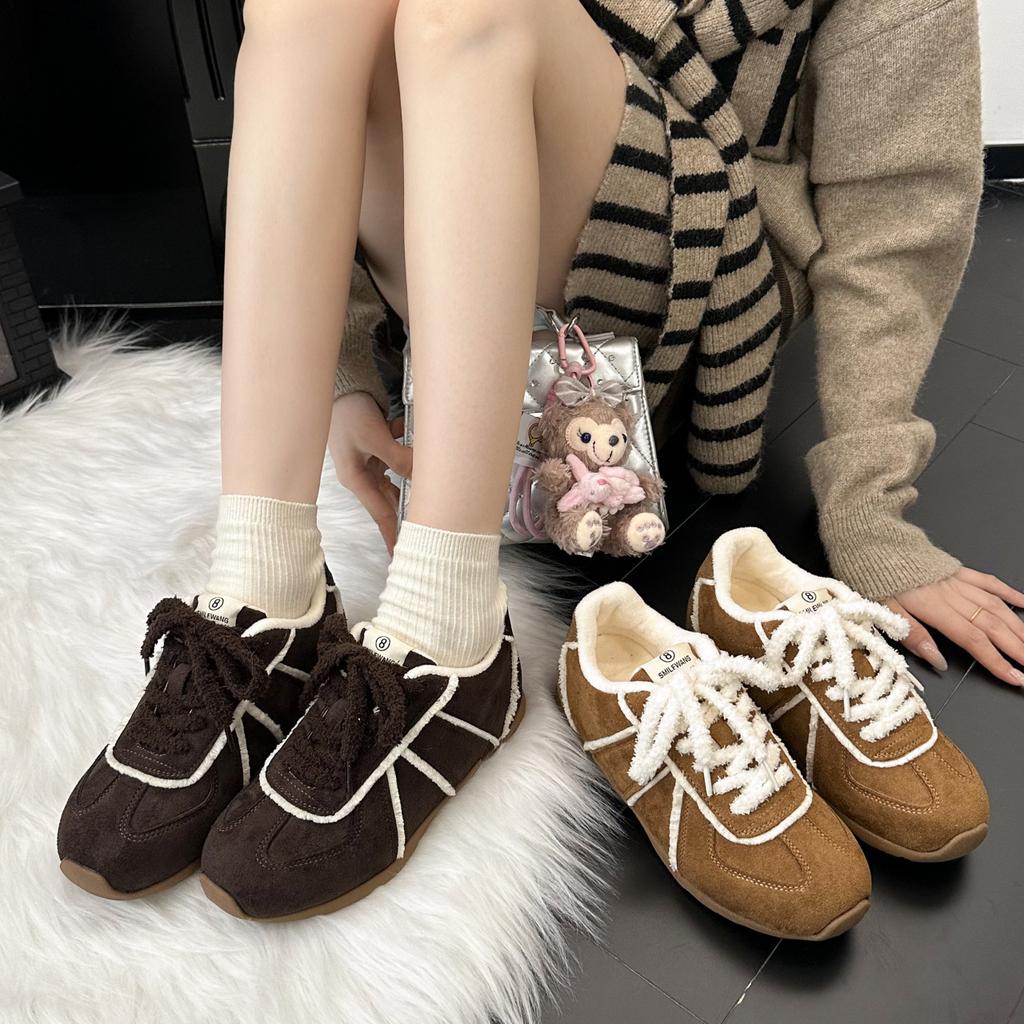 thick-soled velvet Forrest Gump shoes, German training shoes, women's 2025 new autumn and winter board shoes